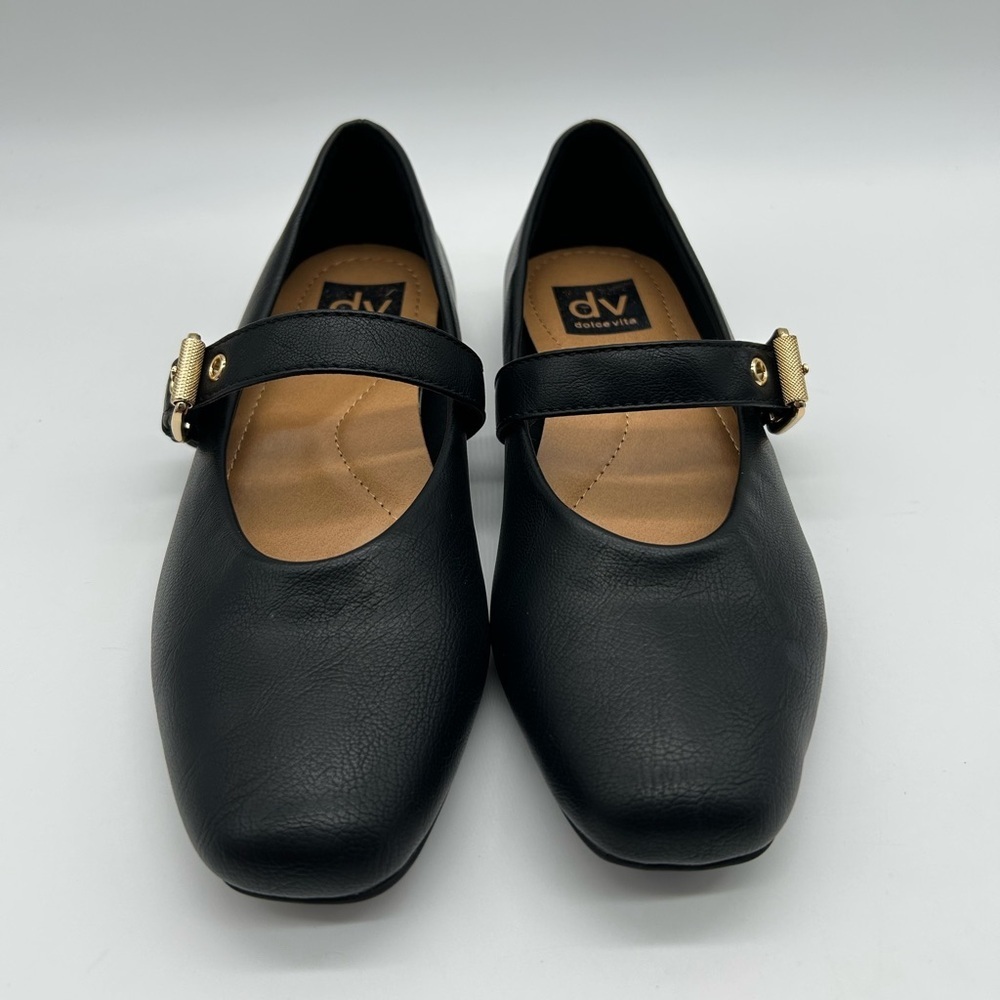DV by Dolce Vita Black Mary Jane Flats Gold Buckle Women’s Size 10 New With Box - Picture 6 of 11
